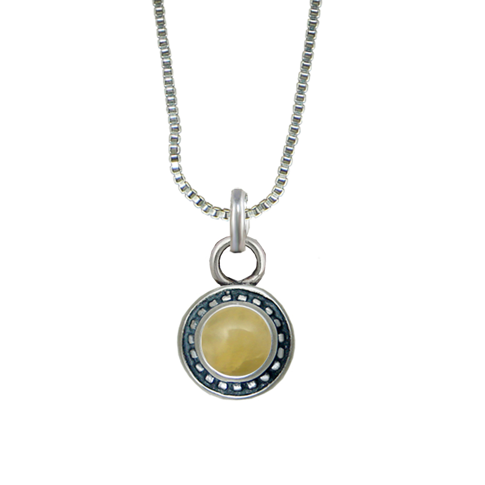 Sterling Silver Petite Little Yellow Aragonite Pendant Necklace